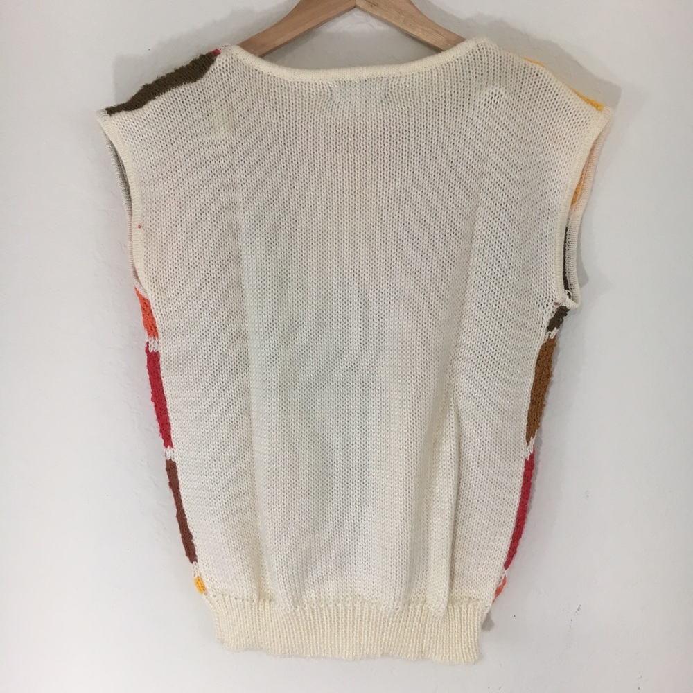 Vintage sweater knit vest top chevron red/yellow M - Picture 5 of 6